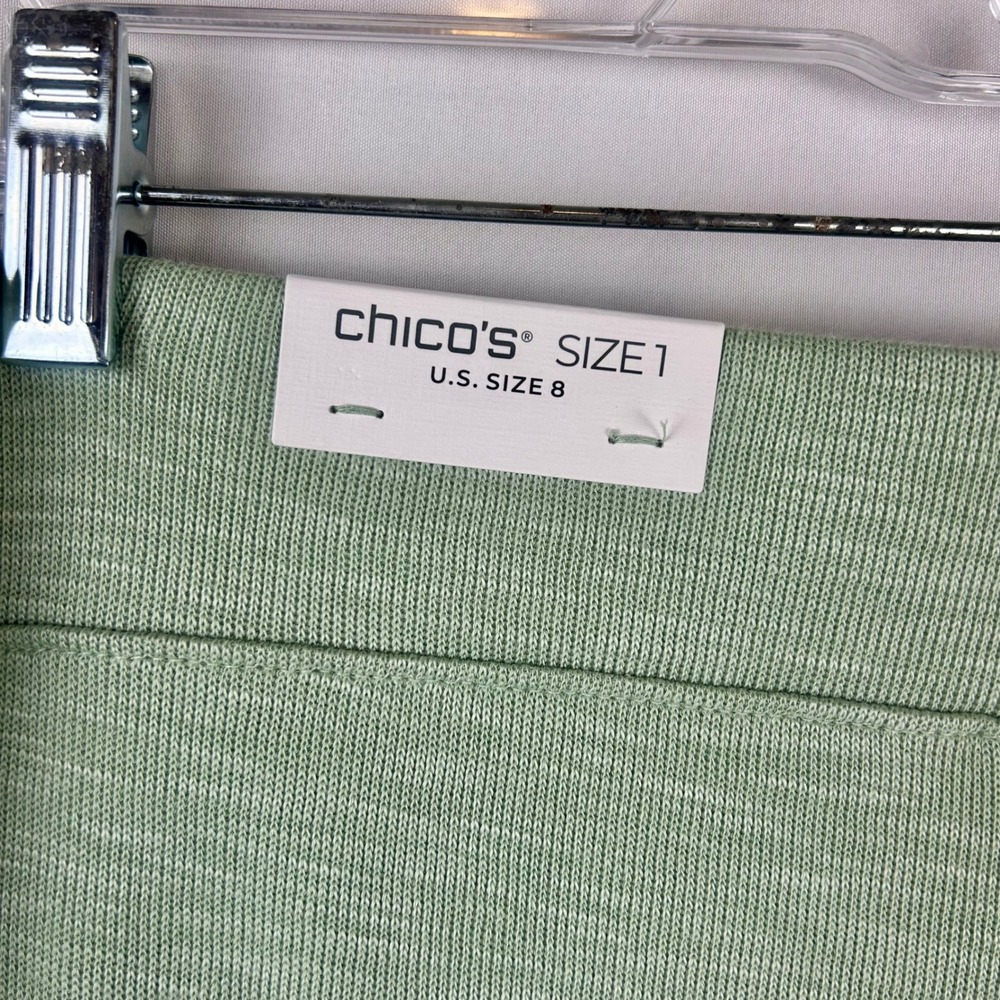 Chico's Zenergy Beach Slub Crop Pants Light Green Wide Leg Size 1 US 8 NEW - Picture 8 of 10